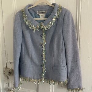 Vintage Baby Blue and Sequin Coat